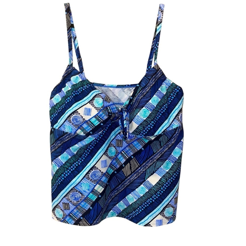Swimsuits For All Blue Patterned Tankini Size 24